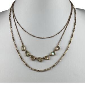Kendra Scott Susanna Triple Strand Gold Tone Necklace 16-18" White Abalone